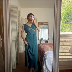 v neck lace maxi slip